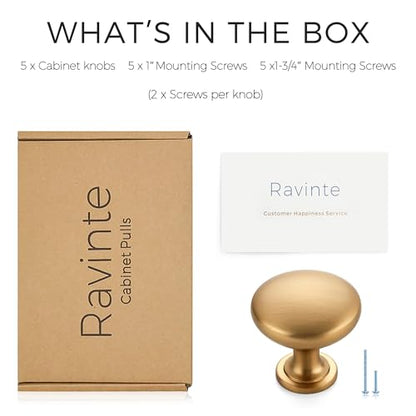Ravinte Champagne Bronze Cabinet Knobs, Zinc Knobs Drawer Pulls, 5 Pack - color: Champagne Bronze