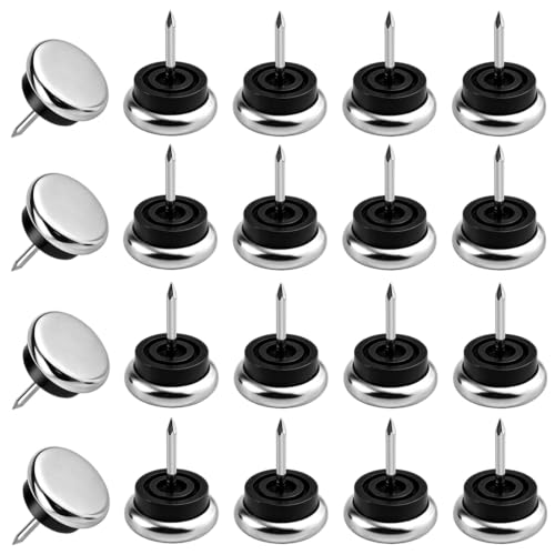 TOVOT 20PCS Furniture Chair Glide Nail-On Metal Glides for Carpet Floors (25mm) - size: 25mm
