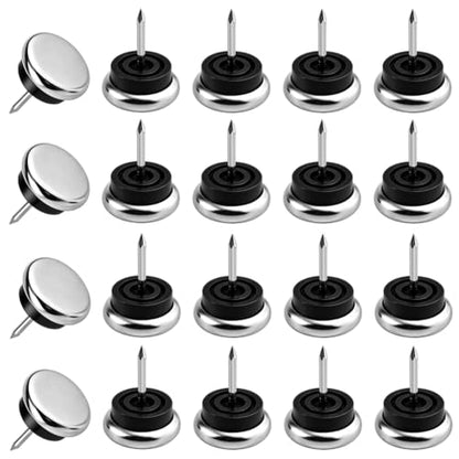 TOVOT 20PCS Furniture Chair Glide Nail-On Metal Glides for Carpet Floors (25mm) - size: 25mm