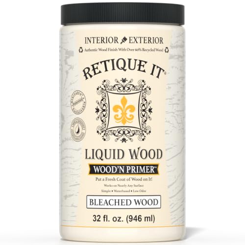 Retique It Wood'n Primer - Paint it then stain it - Stainable Wood Fiber Paint (Bleached Wood, Large) - color: Bleached Wood, size: 32 Fl Oz (Pack of 1)