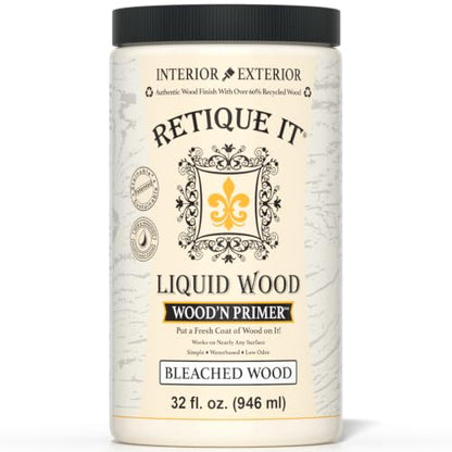 Retique It Wood'n Primer - Paint it then stain it - Stainable Wood Fiber Paint (Bleached Wood, Large) - color: Bleached Wood, size: 32 Fl Oz (Pack of 1)