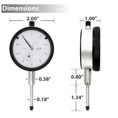 Clockwise Tools Dial Indicator with Magnetic Base Holder Stand, DIMR-0105 0-1 inch - style: 0-1" DIMR-0105 with Magnetic Base