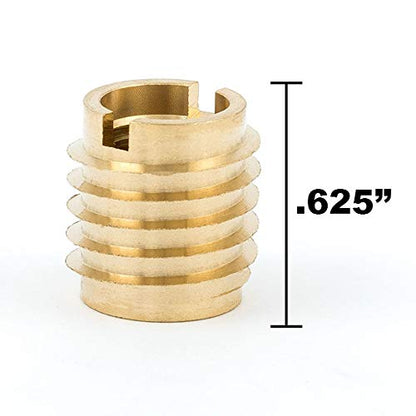 E-Z LOK 400-6 Threaded Inserts for Wood, Installation Kit, Brass, Includes 3/8-16 Knife Thread Inserts (5), Drill, Installation Tool - size: 3/8-16 (5 Count)
