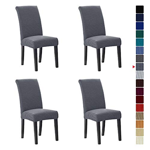 Stretch Chair Covers for Dining Room Set of 4, Removable Washable Dining Room Chair Covers, Dining Chair Slipcovers Seat Protector, Great Home Decor and Banquet Upholstery (Gray, 4 Pack) - color: Grey, size: 4 pack