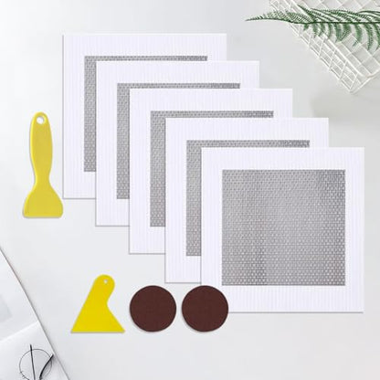 GORGECRAFT Drywall Repair Kit 5.9x5.9 Inch Aluminum Self-Adhesive Mesh Repair Patches for Large Hole Dry Wall Mesh Patch Cover with Scraper and Sandpaper for Bathroom Wall Ceiling Nail Holes Outlets - size: 5.9 x 5.9 inch