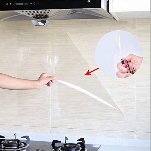 Kitchen Backsplash Wall Protector Transparent Kitchen Oil Proof Sticker - size: 15.7"W x 118"L
