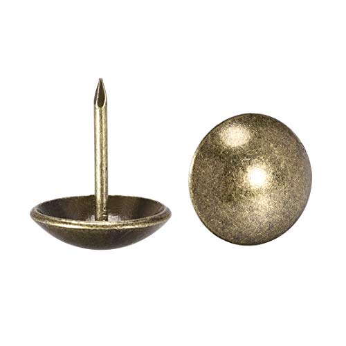 uxcell Upholstery Nails Tacks 19mm Dia 23mm Height Retro Round Thumb Push Pins Bronze Tone for Furniture Sofa Headboards, 100 Pcs - size: 19mm x 23mm