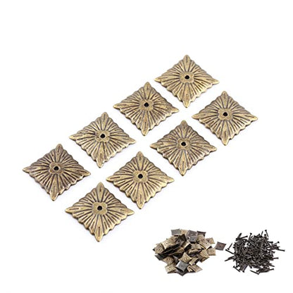 Hilitand 100pcs Upholstery Tacks, Furniture Nails Pins Sofa Rivet Upholstery Pins Craft Thumbtack Tack,Antique Brass (K247Square Nail 21x21mm)