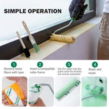 4 Inch Microfiber Paint Roller Kit, 100 Piece, 3/8" Nap - size: 4 Inch Microfiber Paint Roller Kit, 104 Pack