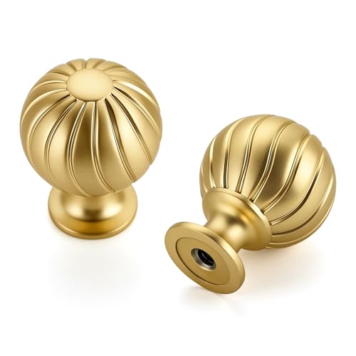 12 Pack Brushed Gold Cabinet Knobs, 1 Inch Round Dresser Drawer Knobs - color: Brushed Gold