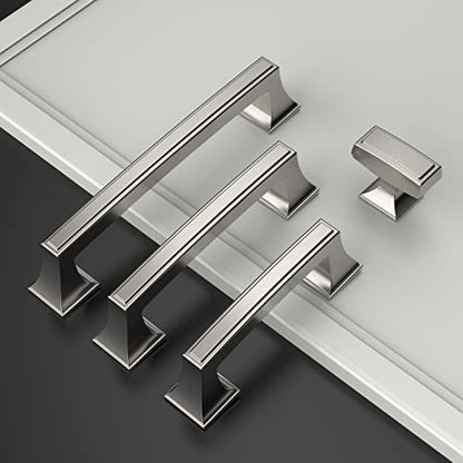 Amerdeco 10 Pack Brushed Satin Nickel Cabinet Pulls 3-3/4 Inch(96mm) Hole Center Cabinet Hardware Kitchen Cabinet Handles for Bathroom Drawer Pulls Dresser Pulls ZH0010 - color: Brushed Satin Nickel, size: 3.75"/96MM Hole Center