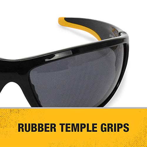 DEWALT DPG94-2C Dominator Z87+ Safety Glasses – Black Full Frame & Smoke Lens – Rubber Temples & Nosepiece – 1 Pair
