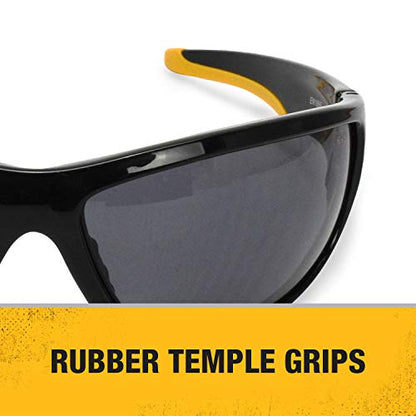 DEWALT DPG94-2C Dominator Z87+ Safety Glasses – Black Full Frame & Smoke Lens – Rubber Temples & Nosepiece – 1 Pair