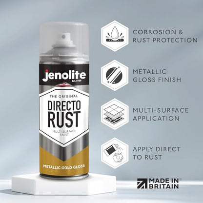 JENOLITE Directorust Metallic Finish Aerosol, Gold 1x13.5oz - color: Gold