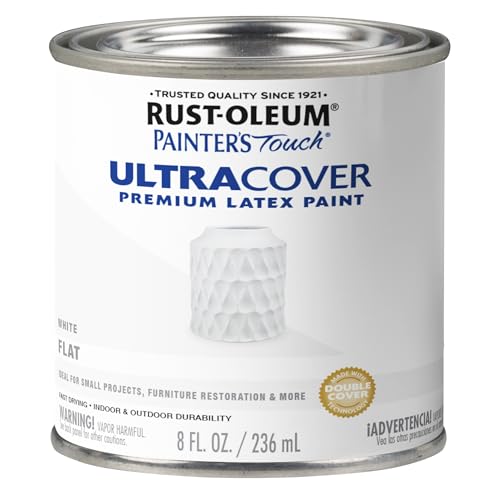 Rust-Oleum Painter's Touch Latex Brush-On Paint, Flat White - color: Flat White, size: 8 Fl Oz (Pack of 1)