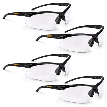 DEWALT DPG51 Half Frame Safety Glasses, Black Frame Clear Lens - 4 Pack