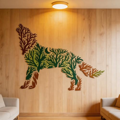 TIAMECH A4 Reusable Forest Tree Howling Wolf Stencil for Painting - color: Forest Tree Howling Wolf