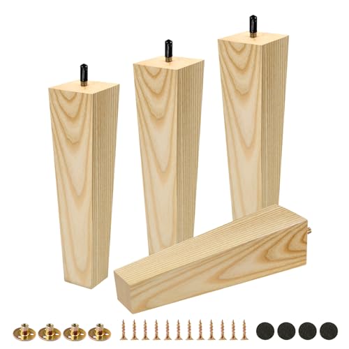 FoDau770 Square Furniture Legs 9 Inch, Ash Wood Legs with 5/16"-18 Bolts - size: 9 Inch