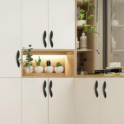 4Pcs Arcuate Pulls Handle Knob,5" C-C Large Modern Elegant Curved Handles Cabinet Pulls,Create a Spatial Aesthetic,S-Shaped Solid Zinc Alloy Pulls (Matte Black, 5.0" Hole Centers) - color: Matte Black, size: 5.0" Hole Centers