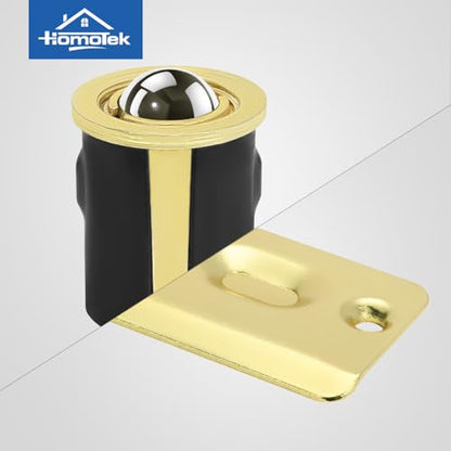HOMOTEK 4 Pack Drive in Ball Catch with Strike Plate for Closet Doors, Bright Brass, 13/16 Inch x 1-1/8 Inchs,Die-cast, Adjustable Tension Ball - color: Gold
