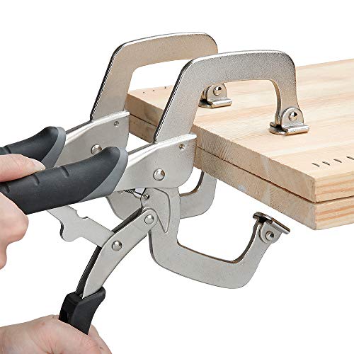 Amazon Basics Adjustable Metal Face Clamps for Woodworking, Welding, or Repairs, 3-inch Jaw Reach, Black/Silver, 2 Count (Pack of 6) - size: 11-Inch (Pack of 6)