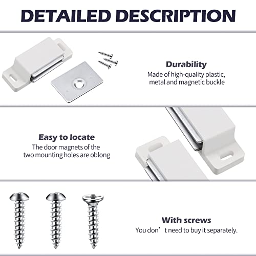 Moxweyeni 24 Pack Cabinet Magnets Magnetic Door Catch 15lb, White - color: White