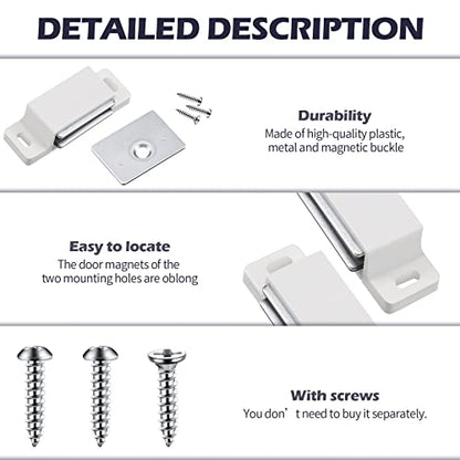 Moxweyeni 24 Pack Cabinet Magnets Magnetic Door Catch 15lb, White - color: White