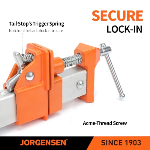 Jorgensen 24-Inch Aluminum Bar Clamps, 1000 lbs Clamping Force, 2-Pack - size: 24-Inch