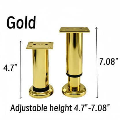 4Pcs Adjustable Gold Metal Furniture Legs 4.7-7.08 Inch Cabinet Desk Sofa - color: Gold, size: 4.7"-7.08"-Set of 4
