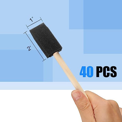 40 Pcs Foam Brush,1” Foam Paint Brushes, Wood Handle Sponge Paint Brush, Brushes for Painting for Staining, Varnishes, and DIY Craft Projects (Pack of 2) - size: 40PCS (Pack of 2)