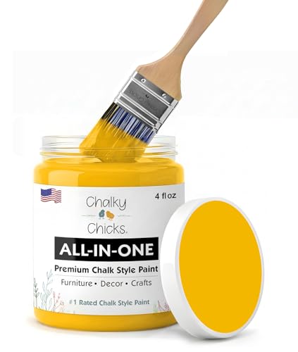 Chalky Chicks Bees Knees 4 Fl Oz Chalk Paint for Furniture All in One - color: Bees Knees (Yellow), size: 4 Fl Oz (Pack of 1)