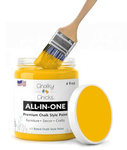 Chalky Chicks Bees Knees 4 Fl Oz Chalk Paint for Furniture All in One - color: Bees Knees (Yellow), size: 4 Fl Oz (Pack of 1)