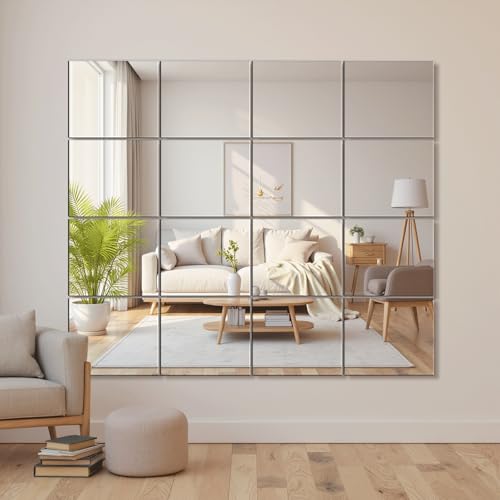 Delma Home Gym Mirror Tiles, 14'' x 12'' Glass Frameless Mirror - size: 14''x12''-16PCS