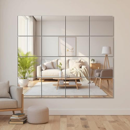 Delma Home Gym Mirror Tiles, 14'' x 12'' Glass Frameless Mirror - size: 14''x12''-16PCS