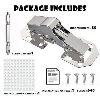 BESTEEL 80 Pcs Surface Mount Hinges Surface Mounting Hinge and Extra Bumper - size: 80 PCS