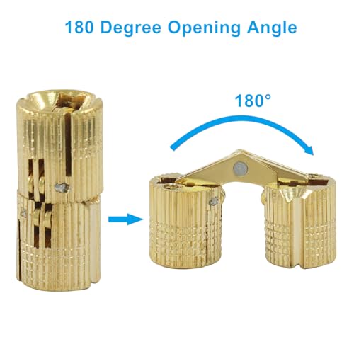 10 mm Hidden Brass Barrel Hinges, 12 Pack - style: 10mm