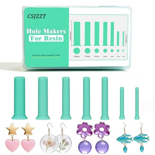 35Pcs Hole Maker for Resin 7 Sizes Drill-Free Silicone Inserts for Epoxy - color: Green