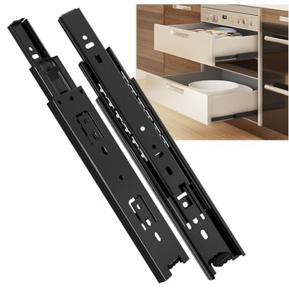 SHUHANG 1 Pair Full Extension Drawer Slides 10 Inch 100 lb Load Capacity Side Mount Ball Bearing Rails Cabinet Dresser Glides Wardrobe Kitchen Trash Can Slider Runners Black - size: 10 Inch, style: 1 Pair (Black)