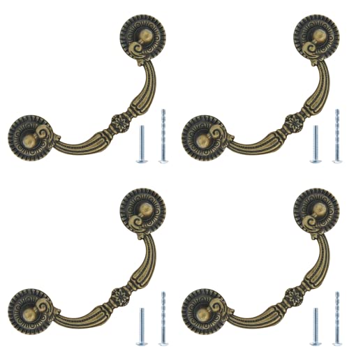 4Pcs 3 Inch Vintage Drop Bail Drawer Pull Handles - size: 2.5 Inch Hole Center
