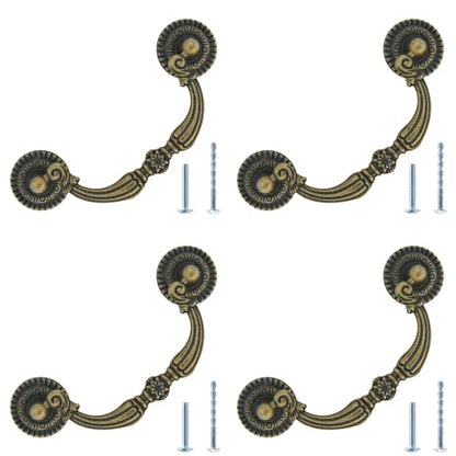 4Pcs 3 Inch Vintage Drop Bail Drawer Pull Handles - size: 2.5 Inch Hole Center