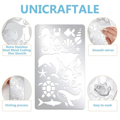 UNICRAFTALE 2Pc Mixed Animal Metal Stencil Dolphins Lions Cats Stainless Steel Metal Template Drawing Stencils Templates for DIY Scrapbooking Photo Album Decorative Embossing DIY Paper Card - style: Mixed Animal