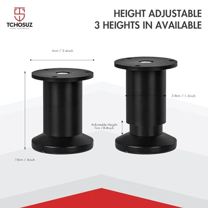 4 Inch Aluminum Alloy Adjustable Furniture Legs Heavy Duty Set of 4 - color: Aluminum Alloy-black, size: 4 inches