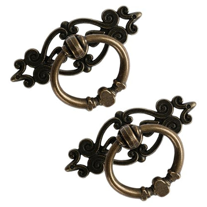 Antique Bronze Ring Pull Handles 8 Pack, Single Hole Drawer Pulls - color: Antique Bronze
