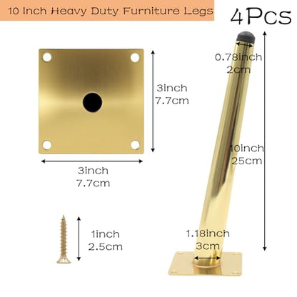 Geesatis 10" Gold Oblique Furniture Leg,Slant Tapered Metal Table Legs - color: Gold, size: Height: 10 inch & Oblique