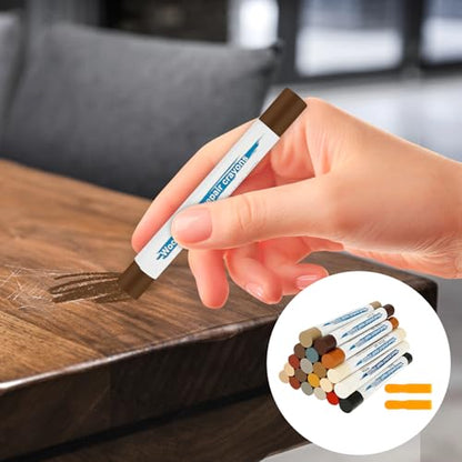Furniture Repair Kit with 22 Pieces, Lasting Result, Wood Crayons Marker, Wood Paint Touch Up Pen, Wood Floor Scratch Repair Kit for