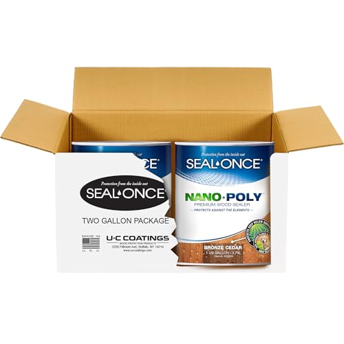 SEAL-ONCE Nano+Poly Wood Sealer and Waterproofer, Bronze Cedar, 2 Gallon - color: Bronze Cedar, size: 2 Gallon