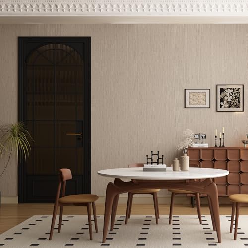 Haimin Fabric Wallpaper 24" x 393" Peel and Stick Textured Contact Paper - color: Yellow and Brown