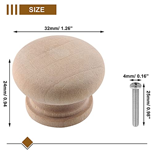 Zorfeter Wood Unfinished Drawer Knobs, Mushroom Shape, 20 Pcs - color: Unfinished Large Mushroom