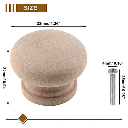Zorfeter Wood Unfinished Drawer Knobs, Mushroom Shape, 20 Pcs - color: Unfinished Large Mushroom