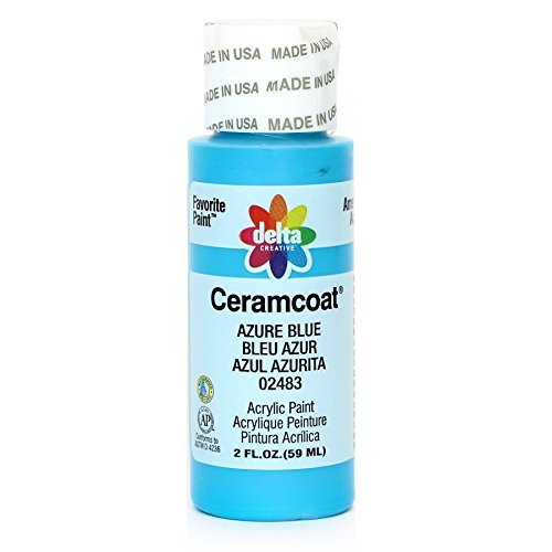 Delta Creative Ceramcoat Acrylic Paint in Assorted Colors (2 oz), 2483, Azure Blue - color: Azure Blue, size: 2 Fl Oz (Pack of 1)